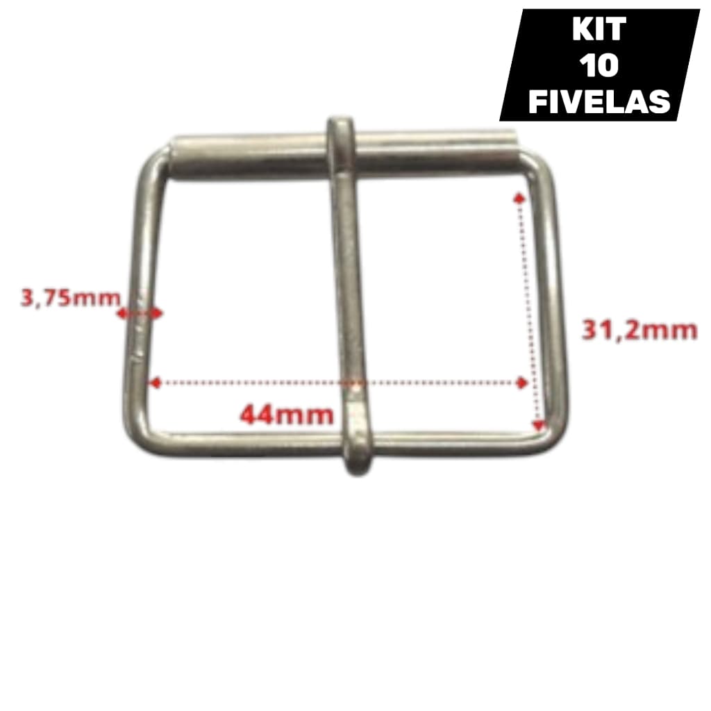 KIT 10 FIVELA CONFECCAO C/ ROLETE 44MM NIQUELADO(PRATEADO)