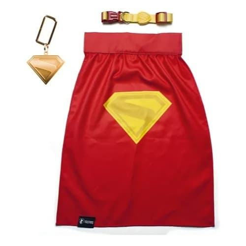 Coleira Krypto Superman Para Cães + Capa E Pingente Freefaro