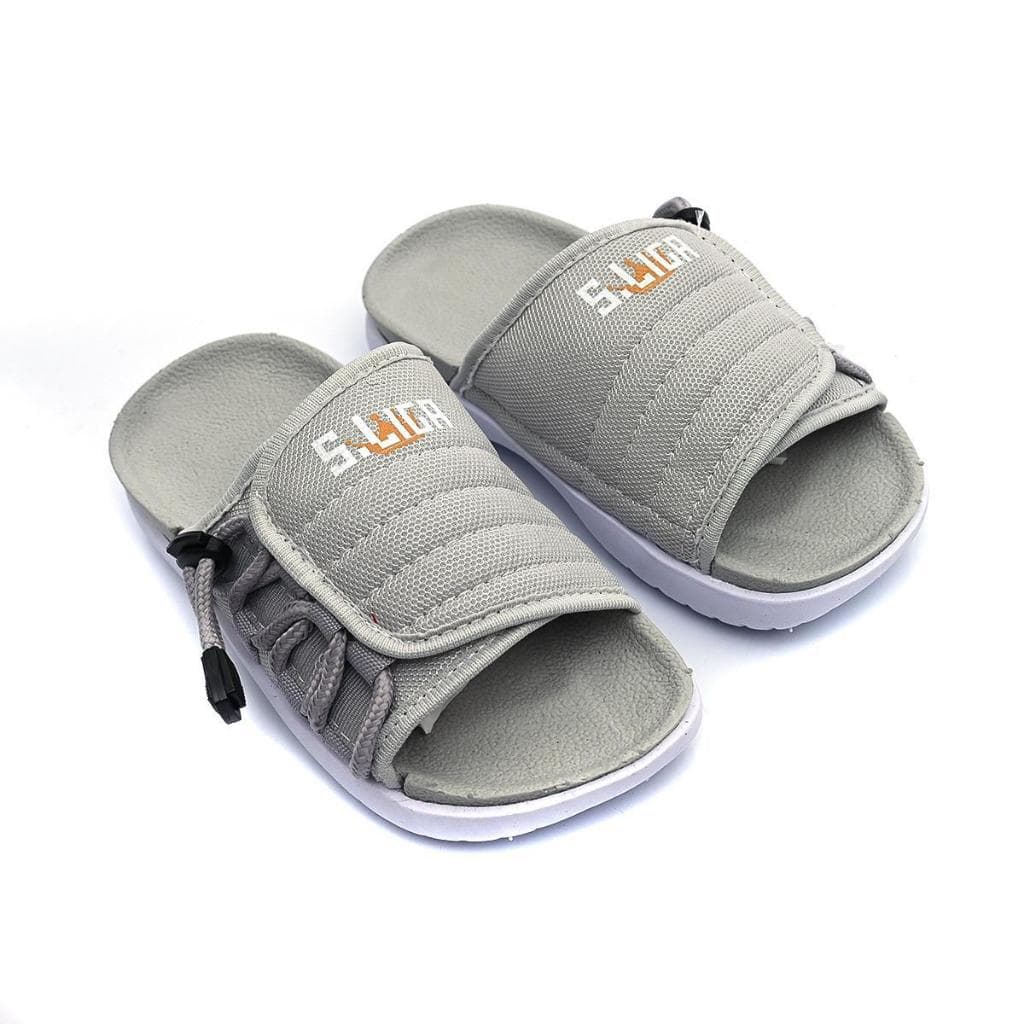 Chinela Infantil Criança Slide Asuna 2.0 Leve e Macio Confortável Cinza/Branco
