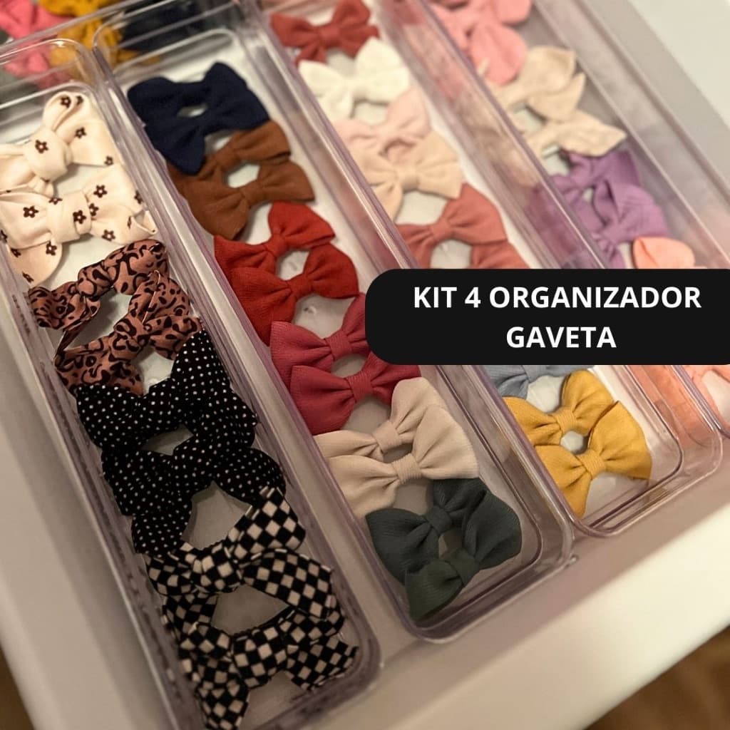 4 Organizadores Gaveta Modular Transparente em Acrílico Banheiro Maquiagem Talher