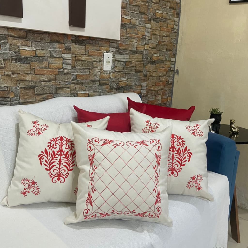 Kit de Capa de Almofada Bordada Suede Decorativa - Escolha Sua Combinação