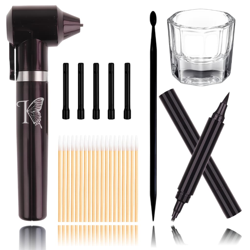 Kit Mixer Henna Profissional com Aplicador + Dappen + Palitos para Tatuagem e Caneta de Sobrancelhas