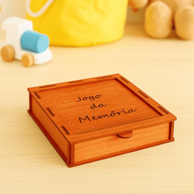 Jogo da Memória Infantil em Madeira MDF Nogueira - Animais 24 Peças Educativas Criança Cognitivo