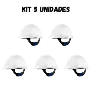 Kit 5 Capacete De Segurança 3M H700 Ajuste Fácil Jugular de Tecido Engenheiro Eletricista Obra Epi