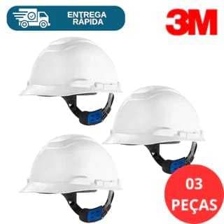 Kit 3 Capacete De Segurança 3M H700 Ajuste Fácil Com Jugular de Tecido Engenheiro Eletricista Obra Epi