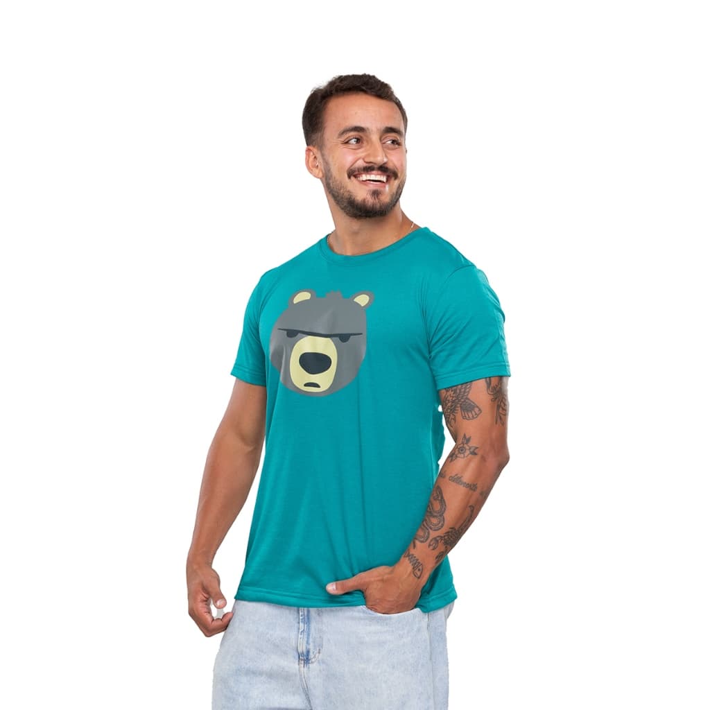 Camiseta estampada masculina algodão blusa estampa urso Preta Branco Verão promoção