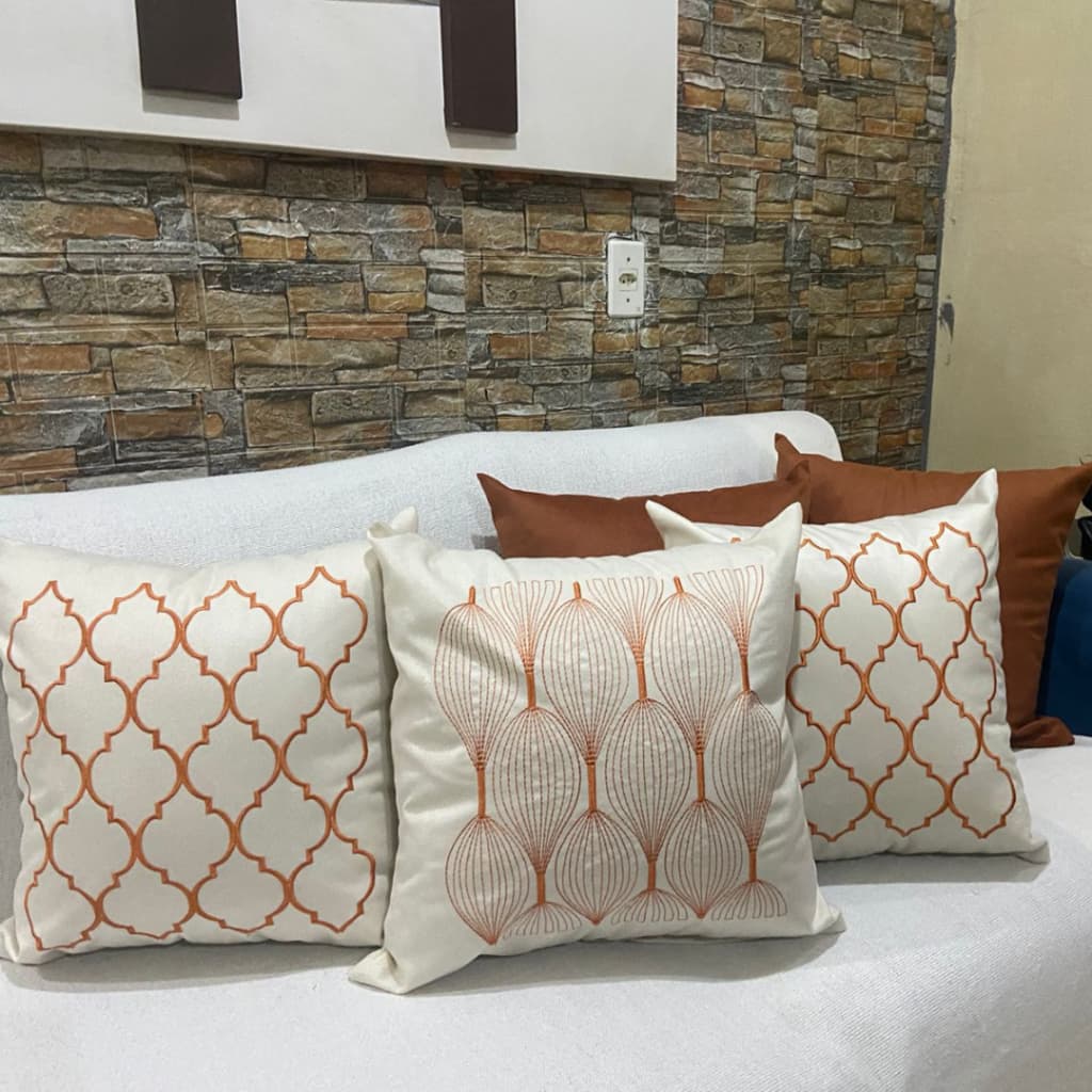 Kit de Capa de Almofada Bordada Suede Decorativa - Escolha Sua Combinação