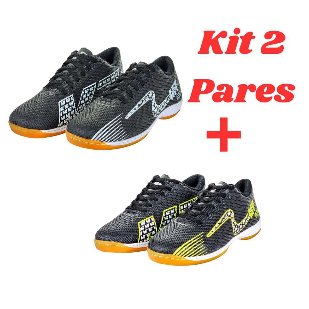 kit  2 Pares De Chuteira Futsal Salao Antiderrapante Resistente Macia Alta Performance