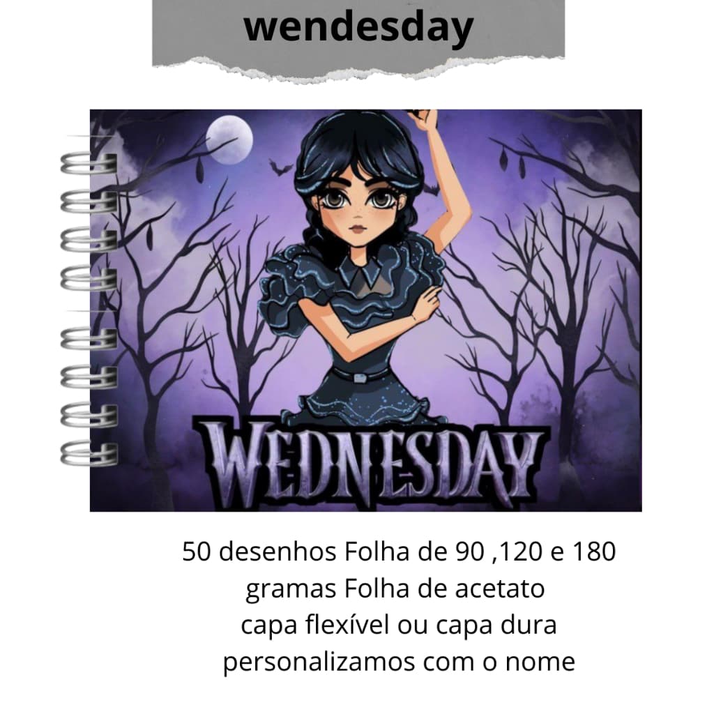 Livro Para Colorir Wandinha 50 Folhas Capa Dura SUPER LANÇAMENTO Envio Rspido.
