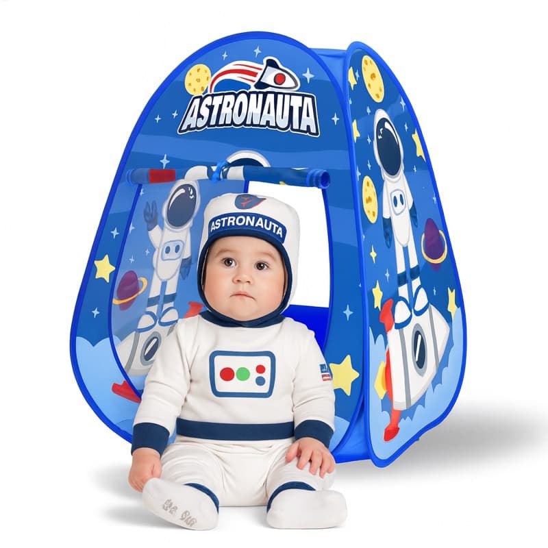 Toca Barraca Astronauta Dobrável Menino Azul Cabana