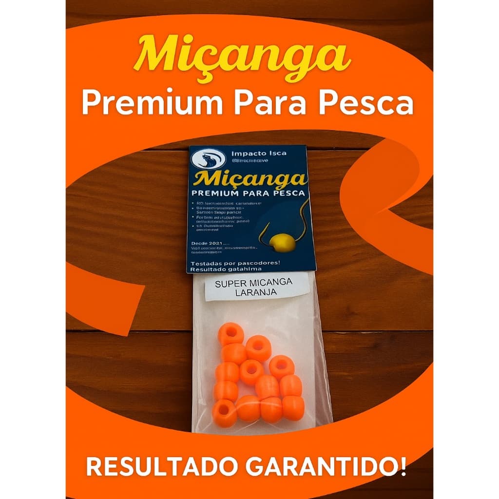 Kit Miçanga Pesca 10mm Laranja, Tilápia Tambaqui Peixe Grande Porte