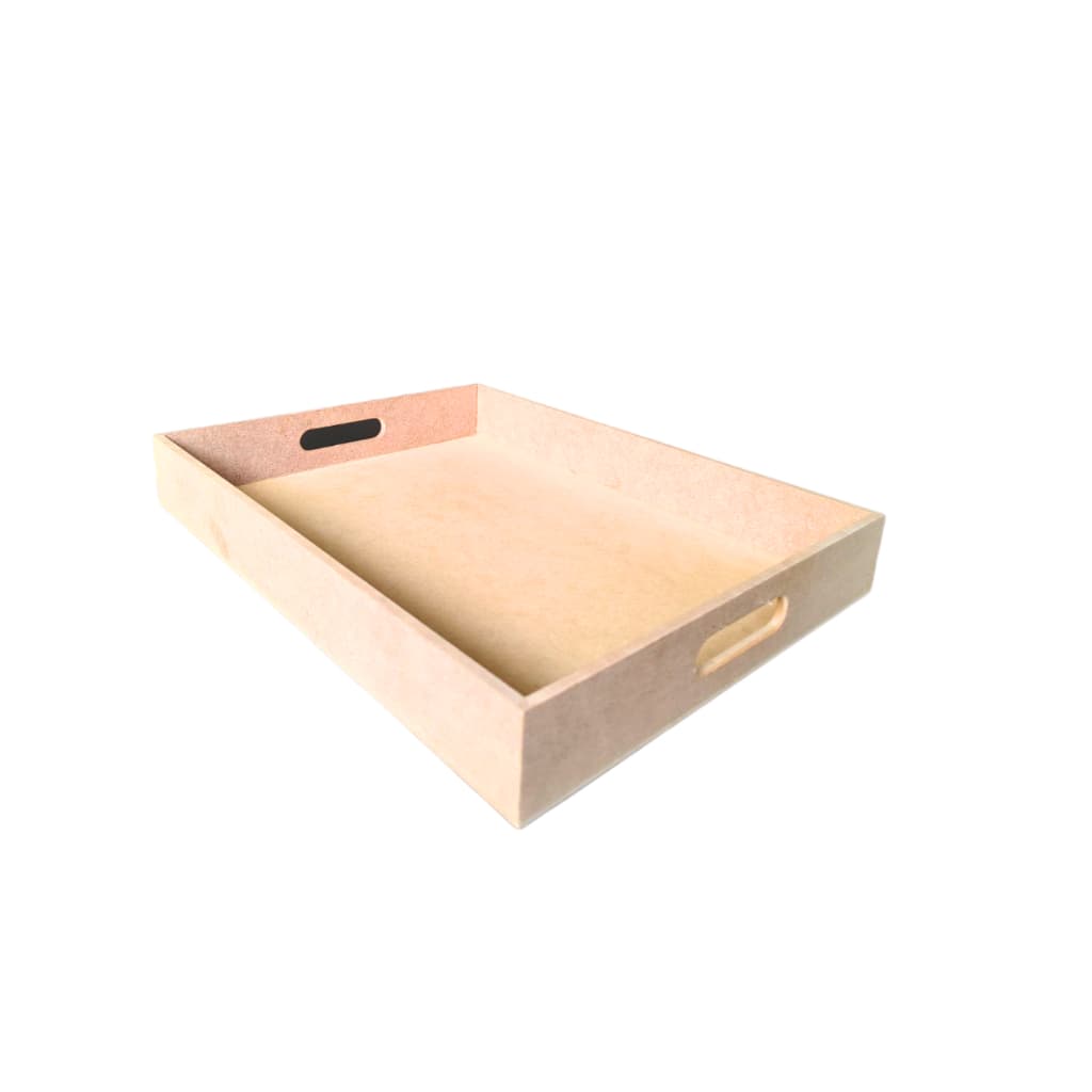 Bandeja De MDF Cru 40x30cm Decorativa Retangular Para Café e Organização Madeira Decoração