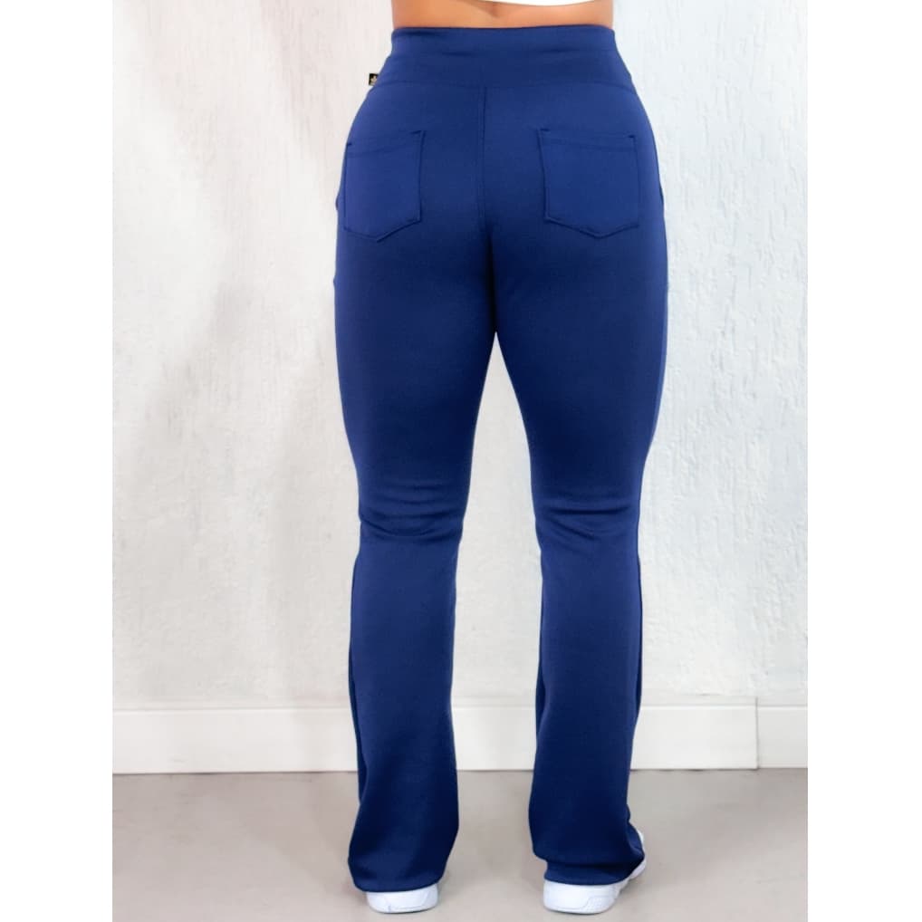 Calça Flare  Bailarina Com 2 Bolsos  Neoprene  Feminino Cintura Alta
