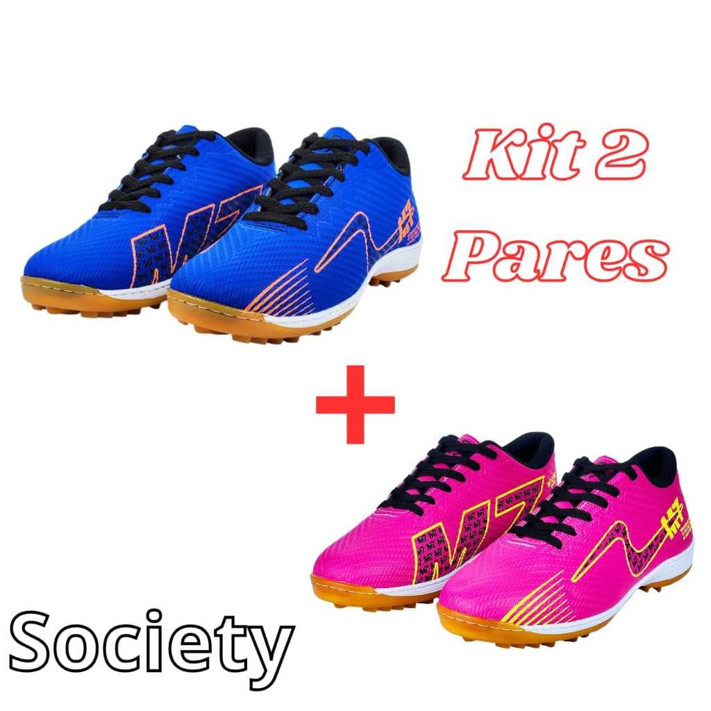 Kit 2 Pares Chuteira Society Macia Leve Reforçcada