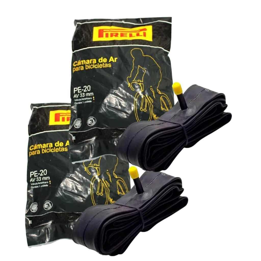 02 Câmara De Ar Para Bicicleta Aro 20 Pirelli Bico Grosso 33mm Camera Bike Infantil Mtb