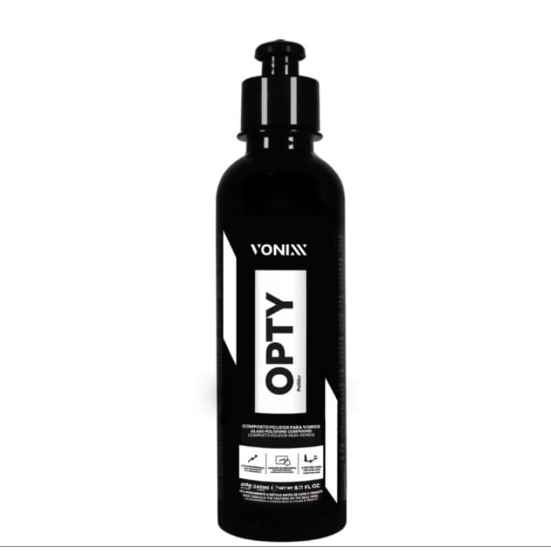 Polidor de Vidros 240ml Opty Vonixx Renovador Polimento de Vidros Parabrisas Janela Vidro
