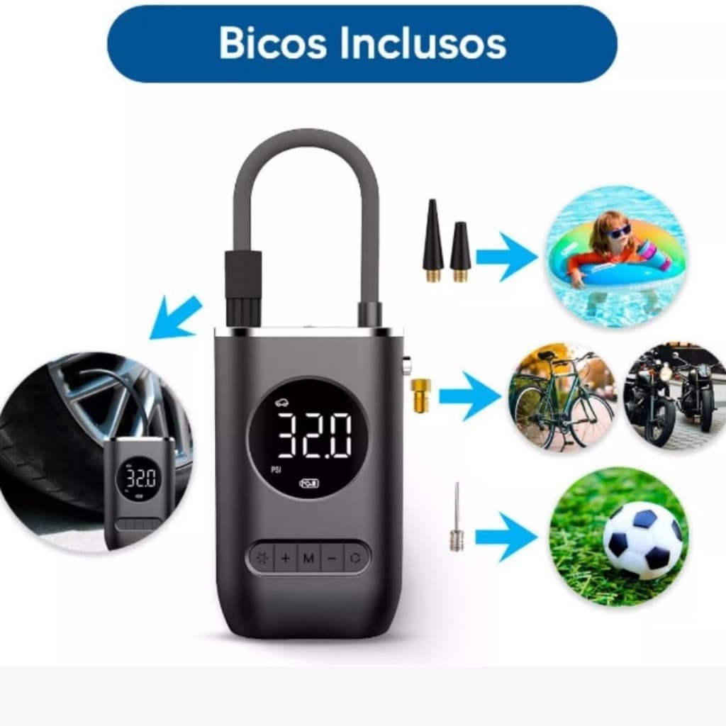 Mini Compressor Digital Bomba Encher Pneus PortátiL