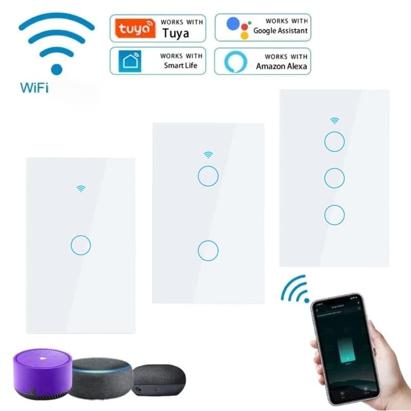 Interruptor Touch Inteligente Wifi 1 2 3 Teclas Alexa Google Smart Tuya