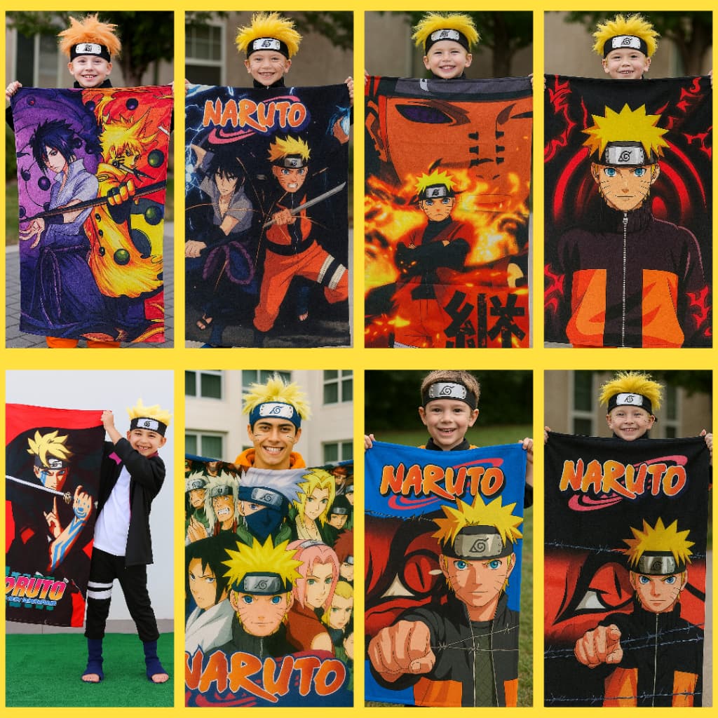 toalha toalhas de banho grande 140x70cm infantil saga naruto anime desenho fan jogo gamer garanta a sua