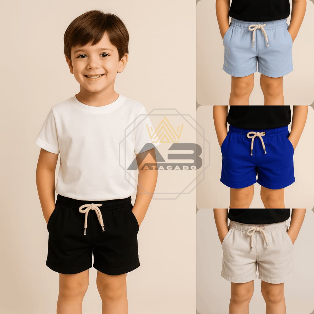 Kit 4 Shorts Infantil Juvenil Mauricinho Linho Menino Bermuda Qualidade Premium