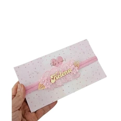 Laço com nome de bebê jardim das borboletas e flores headband RN