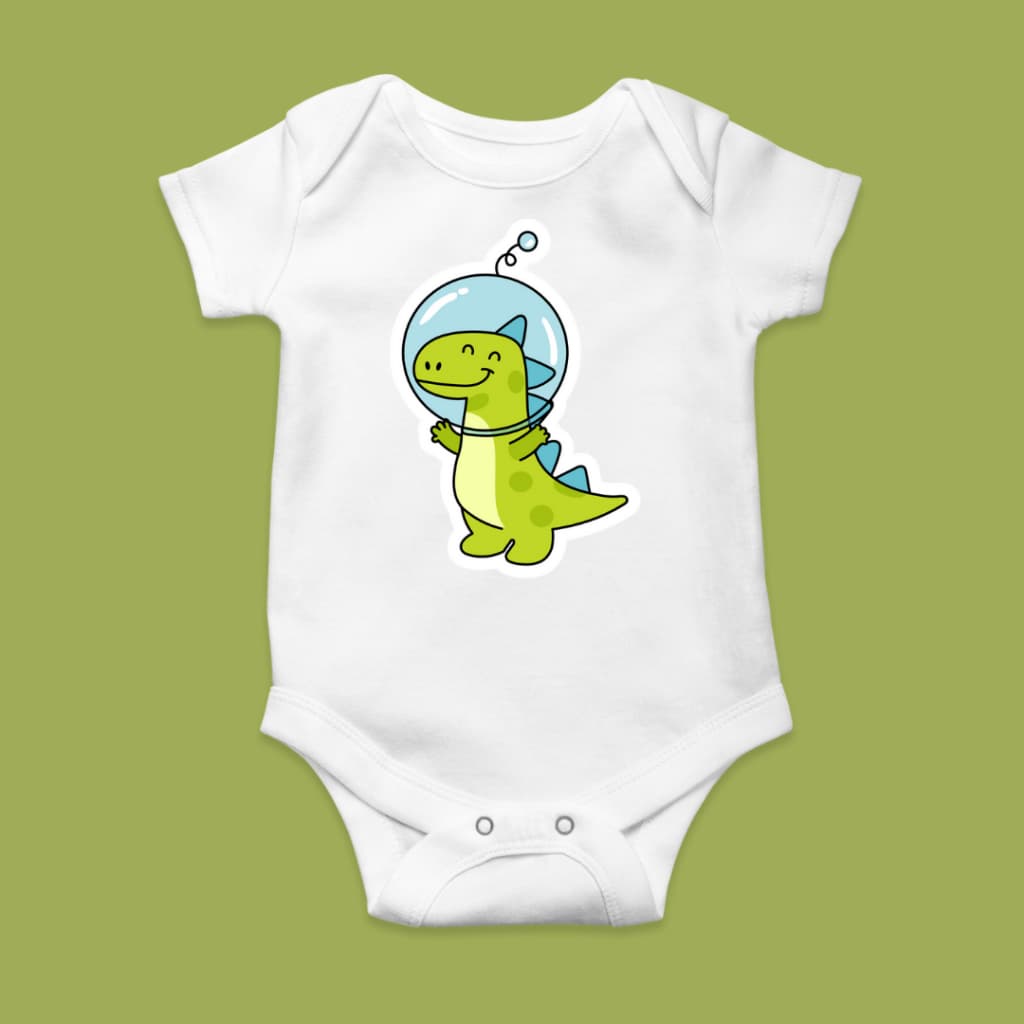 Body bebê infantil manga curta estampa Dinossauro