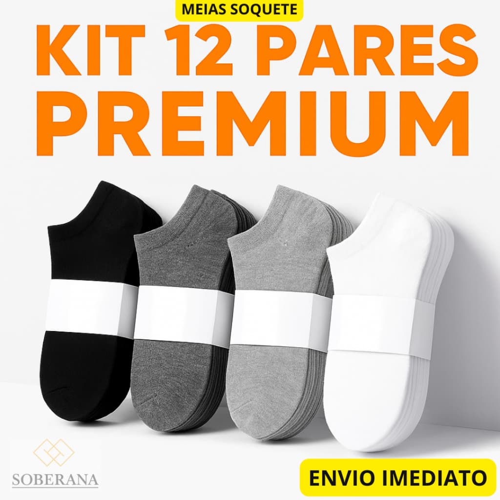 Kit 12 Pares Meias Unissex Cano Curto Feminina Masculina Soquete