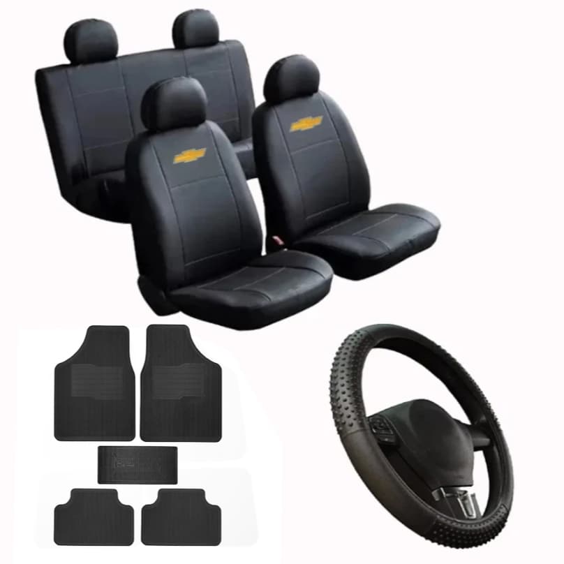 Kit Capa De Banco Couro Automotivo 5 Peças + Capa De Volante S10, Tracker, Vectra