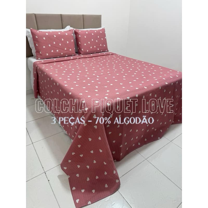Colcha Piquet Casal e Queen 3 Peças – Lisa e Estampada