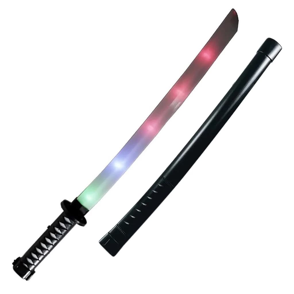 Espada de brinquedo guerreiro ninja com sensor de movimento, som e luz, com bateria