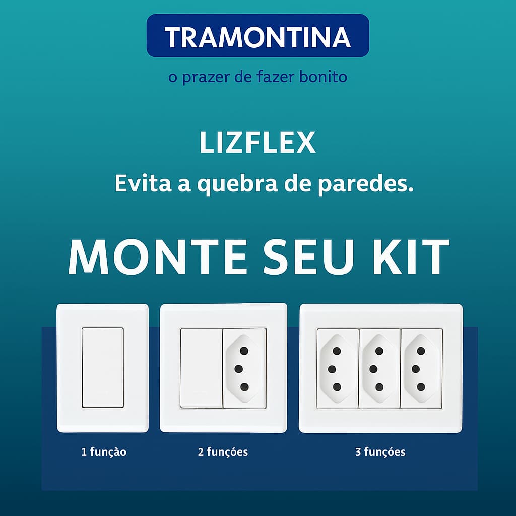 Conjunto Tomada e Interruptor Tramontina LizFlex - Sobrepor