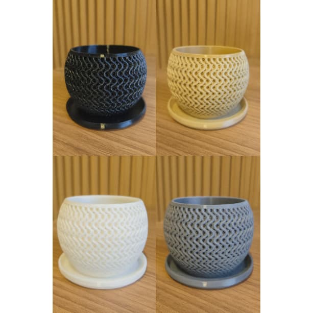 Vaso Decorativo com Prato- Ideal para Suculentas, Orquídeas, Cactos e muito mais – Design Ondulado