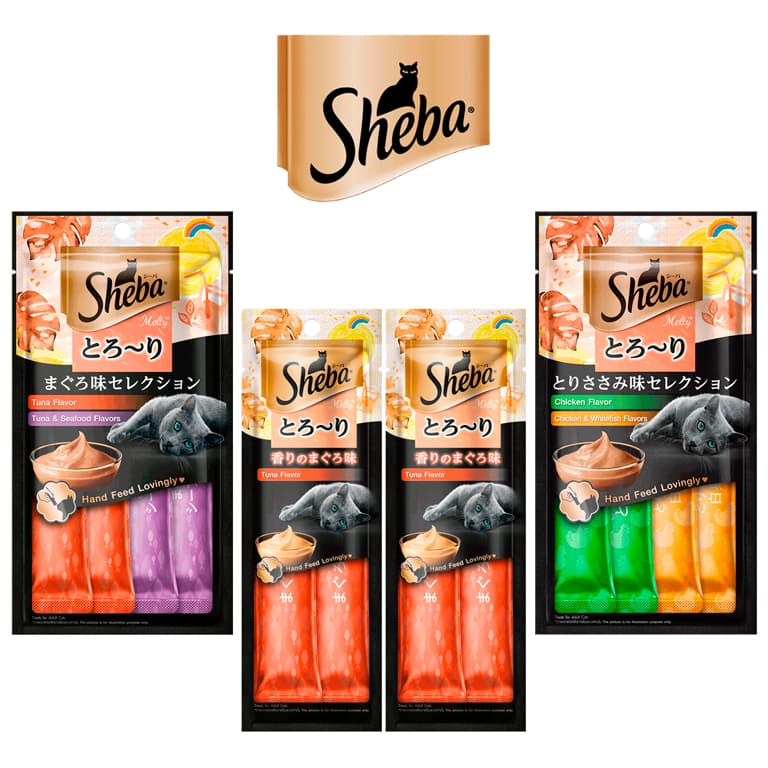 Petisco Para Gatos Sheba Creamy 1 cartela com 4 tubos de 12g tipo Truly Churu