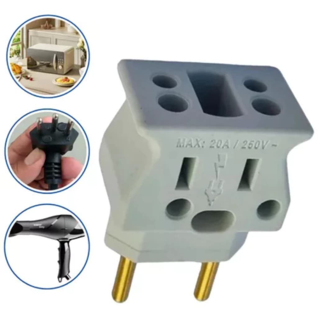 Adaptador De Microondas 20a Kit 5 Peças Resistente Não Derrete Tomada Top