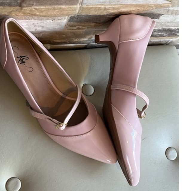 Scarpin Rosa Bebê Verniz c/Fivela - Salto 2,5cm /Salto baixo/Linha luxo /Salto bb confortável/Social /Linha Premium