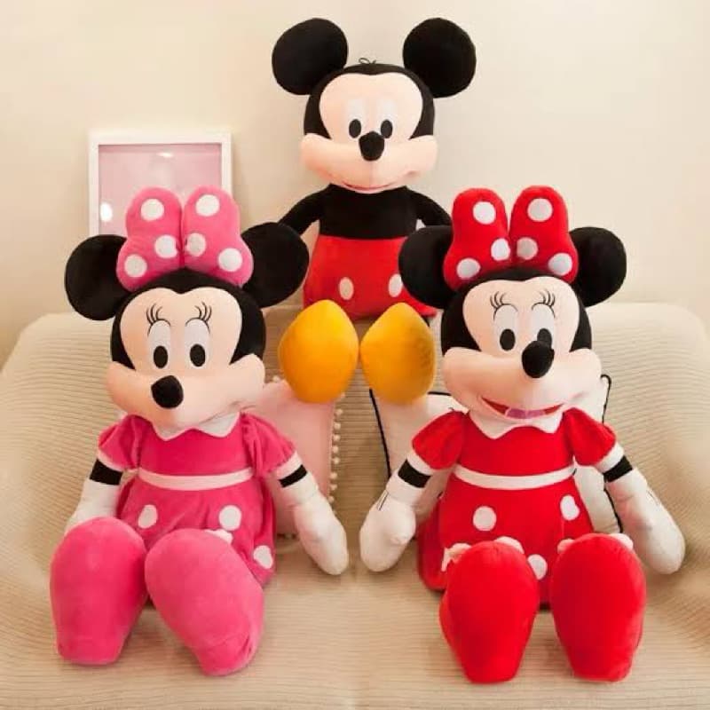 Minie e Mikey Mouse Brinquedos de Pelúcia Desenho Nostálgico de 26cm-70cm 4 Tamanhos Disponíveis Minie Rosa e Vermelha