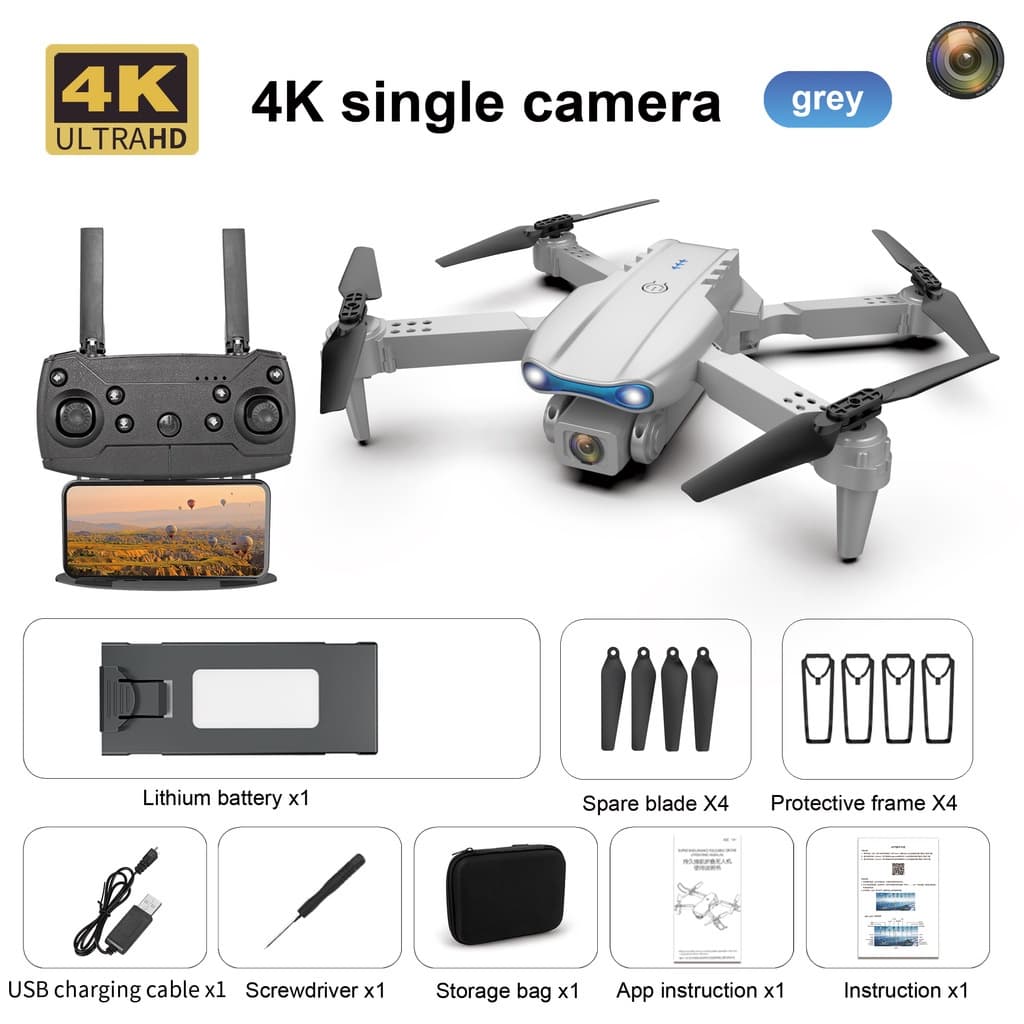 Drone E99 com câmera Pro 4K 2.4Ghz Profissional Gravação Fotos Wi-Fi Acessórios Incluídos
