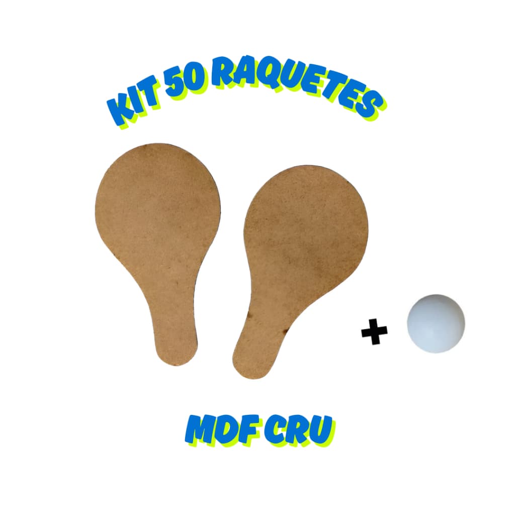 Kit 50 Raquetes Ping Pong Mdf Cru Lembrancinhas de aniversário personalizável + 25 bolinhas (25 pares)