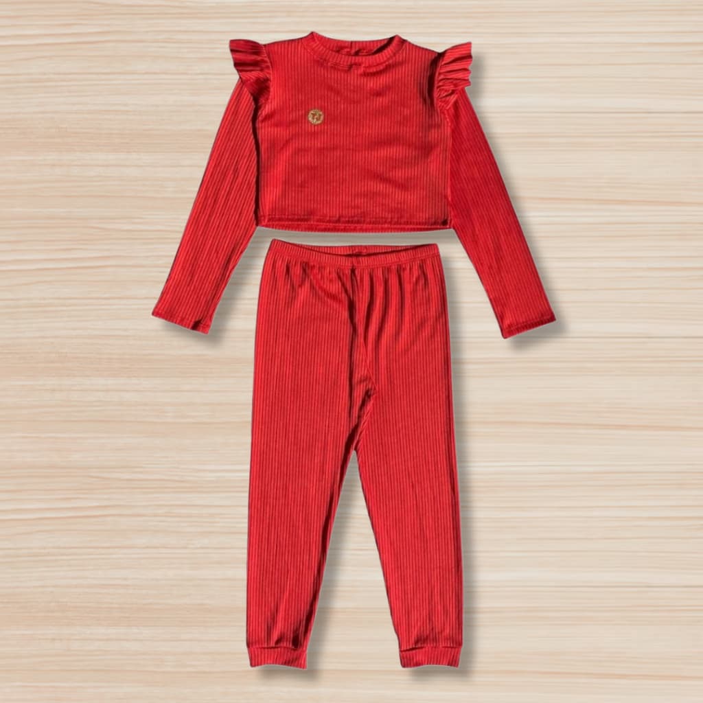 Conjunto Infantil Canelado Blusa e Calça com Elastano  - Cores sortidas