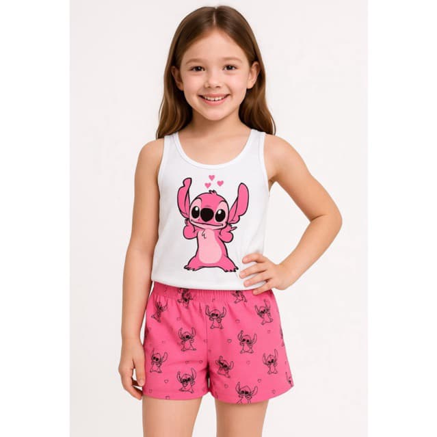 Baby doll regata infantil de menina personagem feminina pijama de dormir