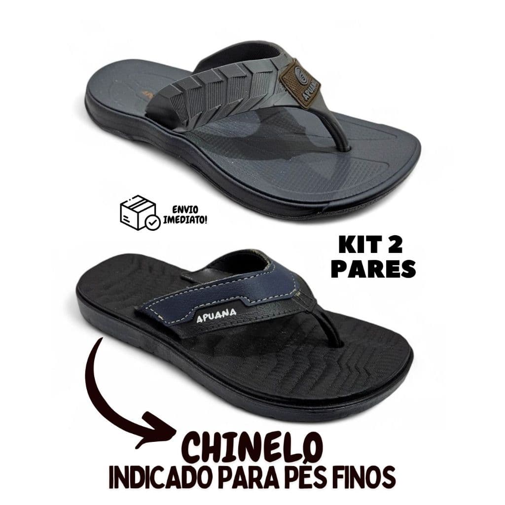 Kit 2 Pares Chinelo Infantil Masculino Dedo Frente Promoção + Chinelo Infantil Menino Detalhe