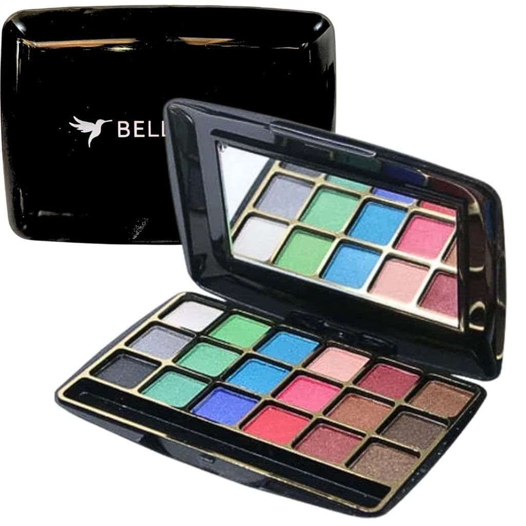 Paleta de Sombras 18 Cores com Espelho e Pincel Bella Femme Mini Estojo de Maquiagem
