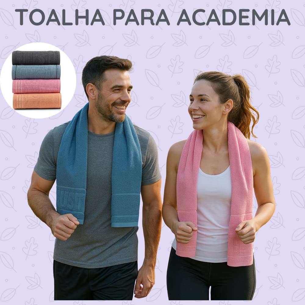 Kit 4 Toalhas Academia Lufamar 100% Algodão 400g Alta Absorção 30x80 Fitness