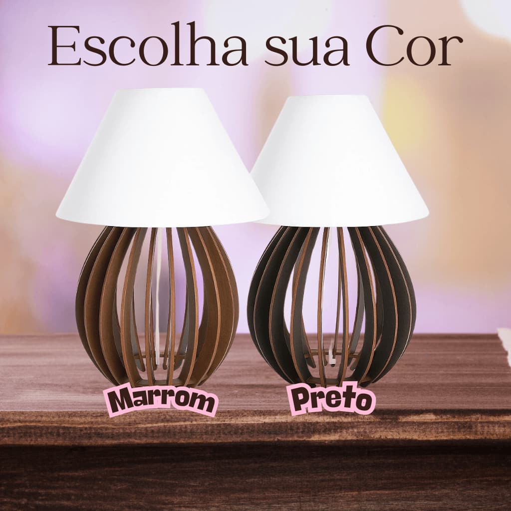 Abajur Quarto de Mesa Moderno Sala Quarto Bola Marrom ou Preto