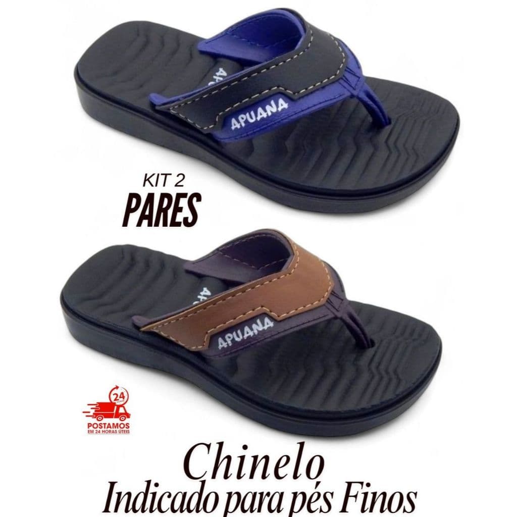 KIT 2 Pares Chinelo Infantil Masculino Detalhe Sandalia Menino Promoção