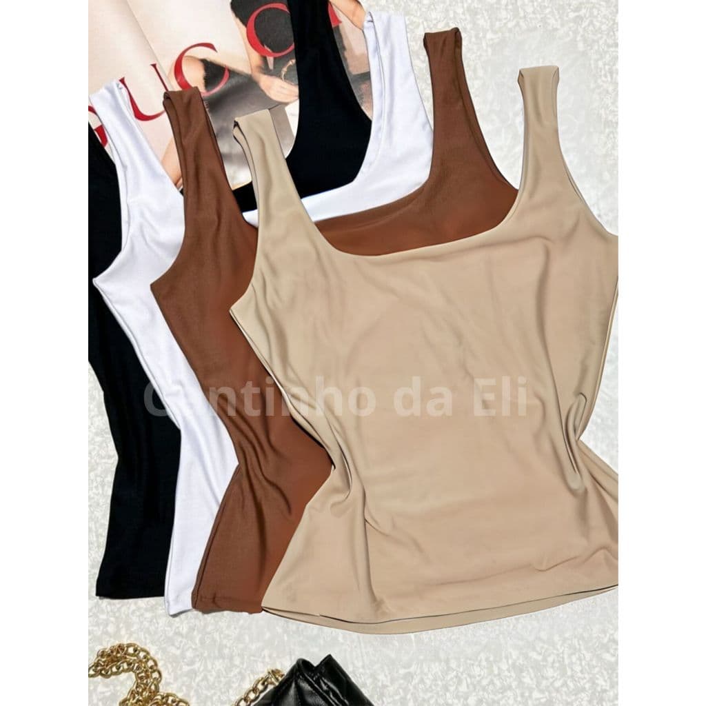 Kit 3 Blusas Femininas Regata Verão Em Suplex Forro Duplo Basica Lisa