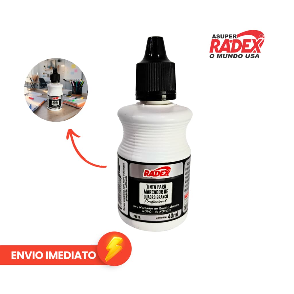 Tinta Reabastecedor Marcador Quadro Branco 40 ML Preto Radex
