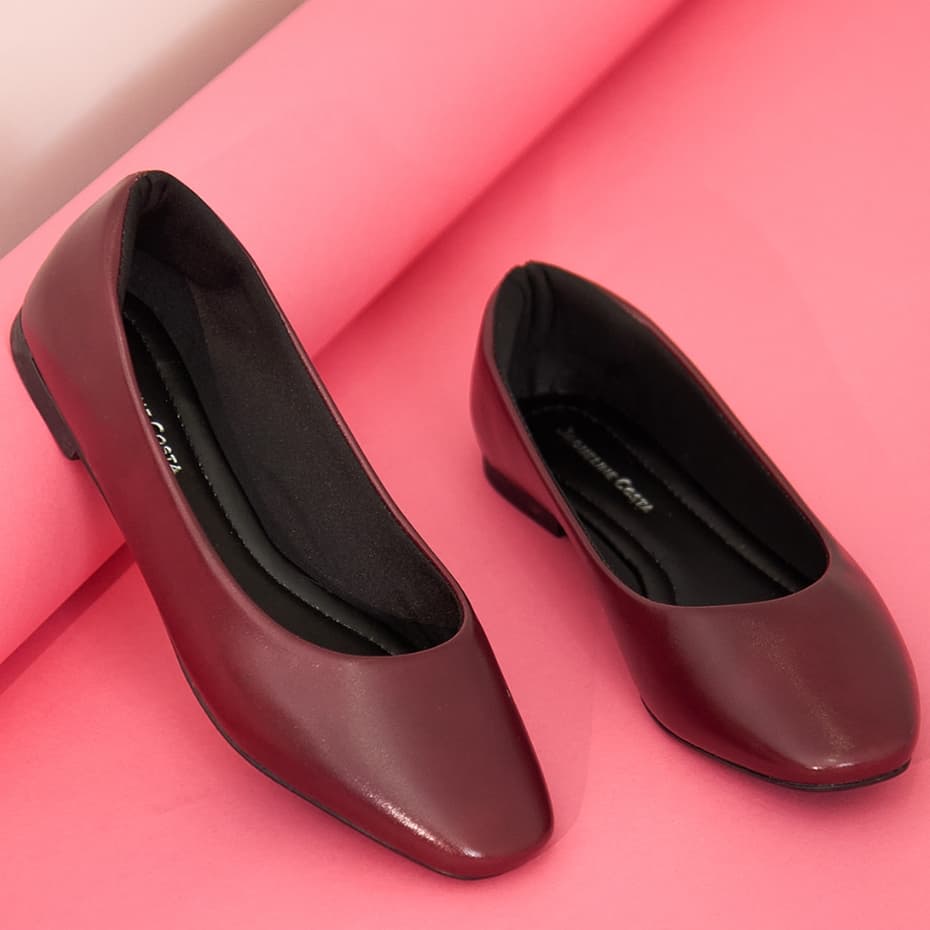 Sapatilha Feminina Bico Quadrado Básica Confortável Leve Delicado Casual Promoção Moda Tendência Hope Shoes