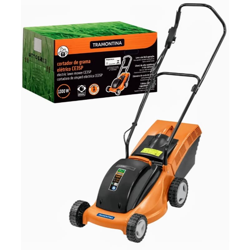 Maquina De Cortar Grama Eletrica C/ Cesto Coletor 1300w 127V Ce35p Tramontina