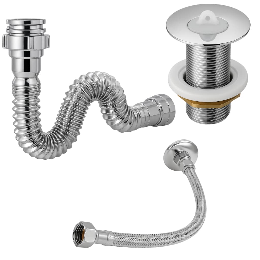 Sifão Sanfonado + Engate Flexível 40cm + Válvula Lavatório Metal